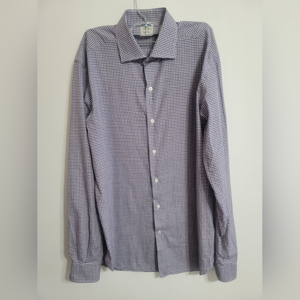 CULTURATA DRESS SHIRT MENS WHITE BLUE AND MAROON/RED PLAID SIZE LARGE 16…